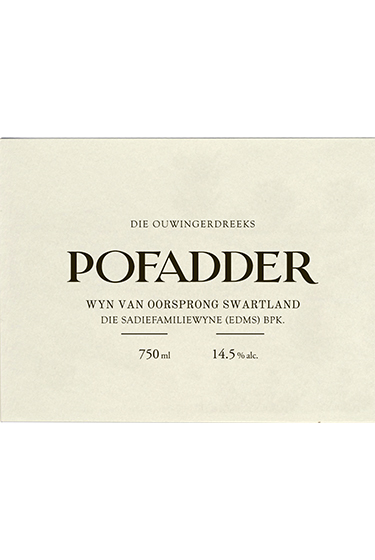 No vintage Pofadder Front Label